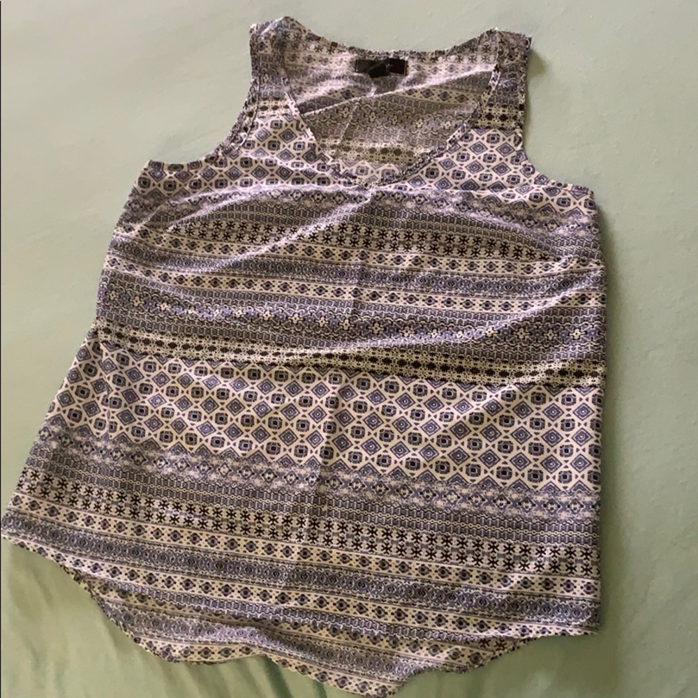 Blue and black patterned tank top